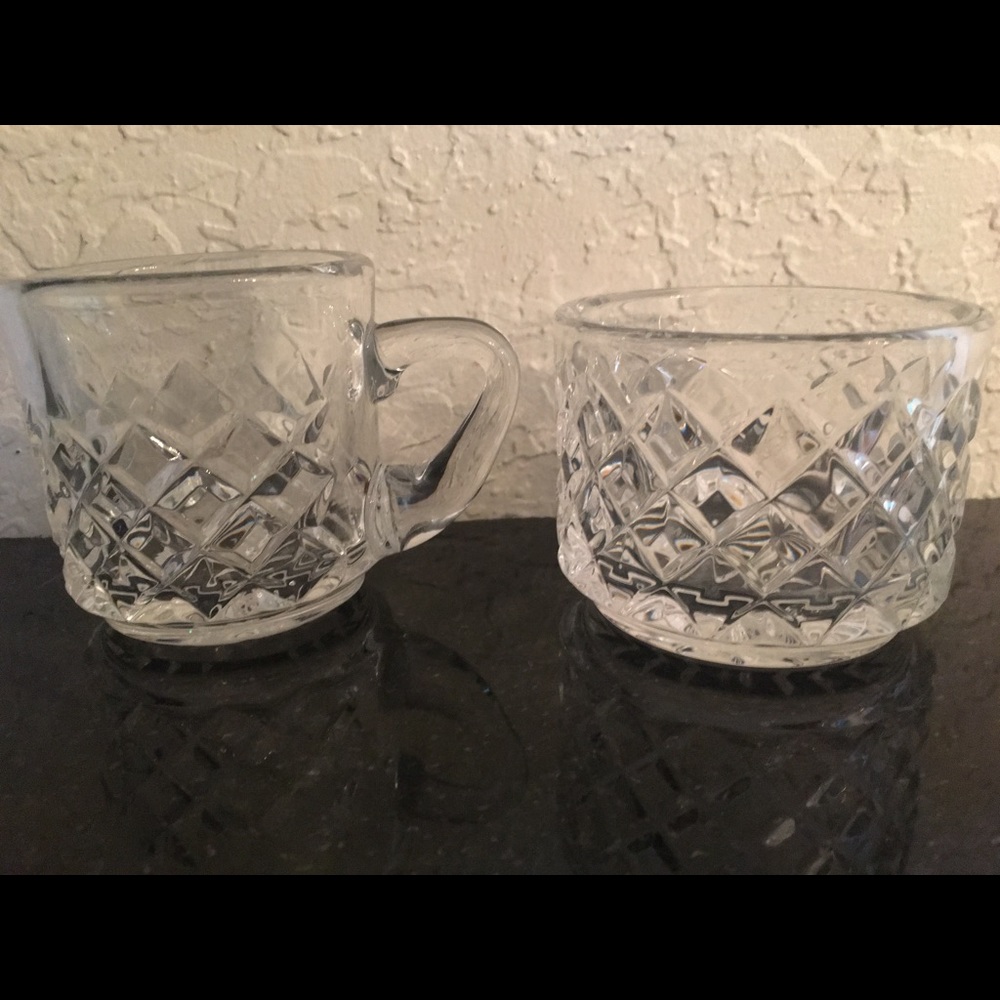 SPODE Creamer & Sugar HAND Cut Faceted Crystal